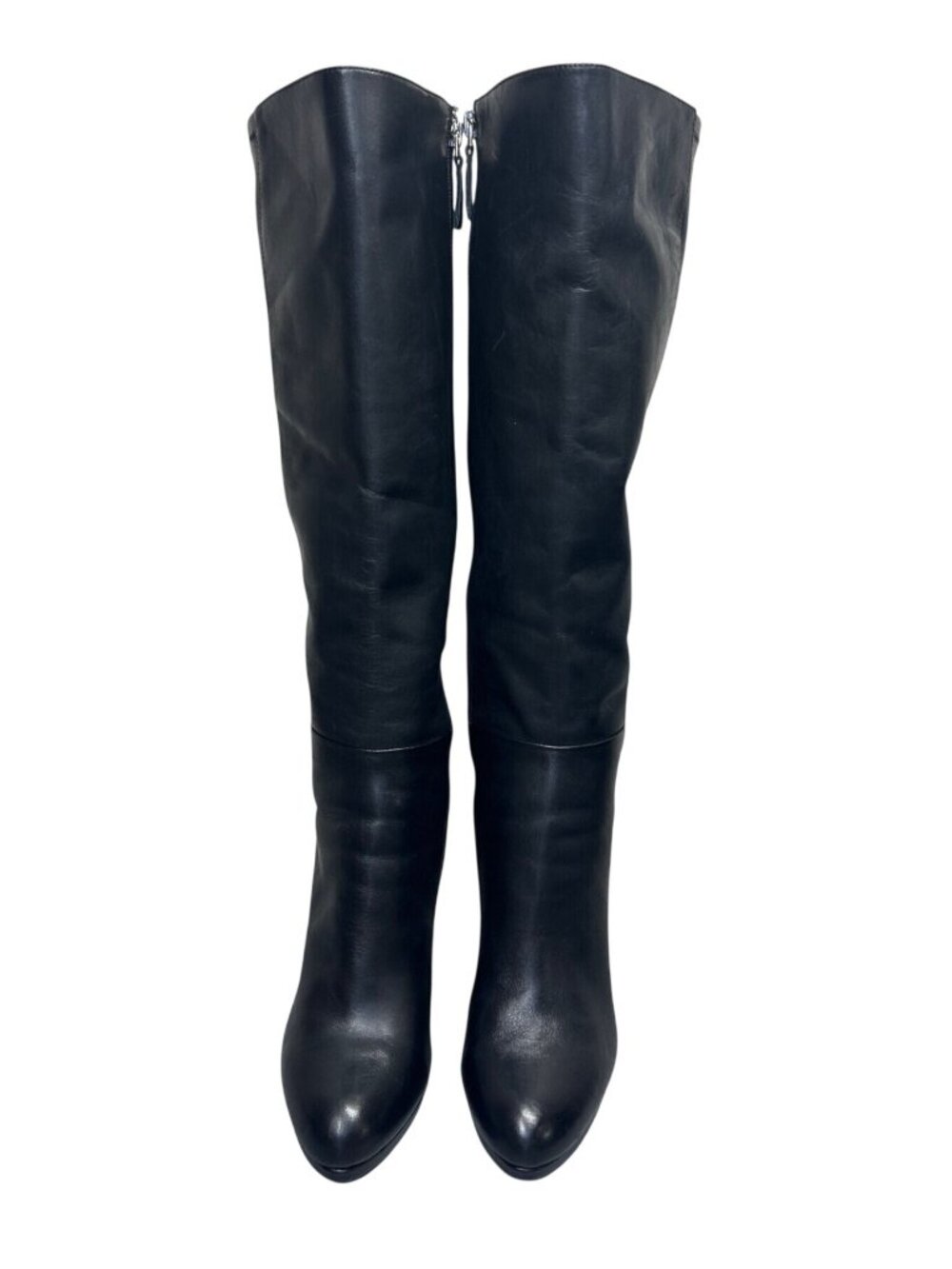 Nine West Quizme Women's 9M Knee High Platform Boots Black Leather Stiletto EUC - Picture 2 of 16